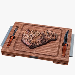 Roast Steak On The Board PBR 3D model