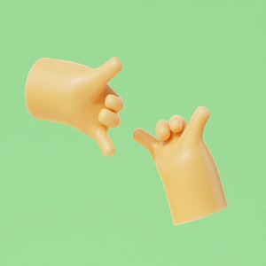 3D Cartoon Hands Shaka Pose Illustration Icon Low-poly 3D model