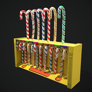 3D Vintage Candy Canes and Box model