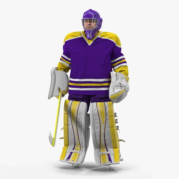 3D hockey goalkeeper fully equipped model