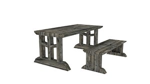 medieval furniture bench table 3ds free