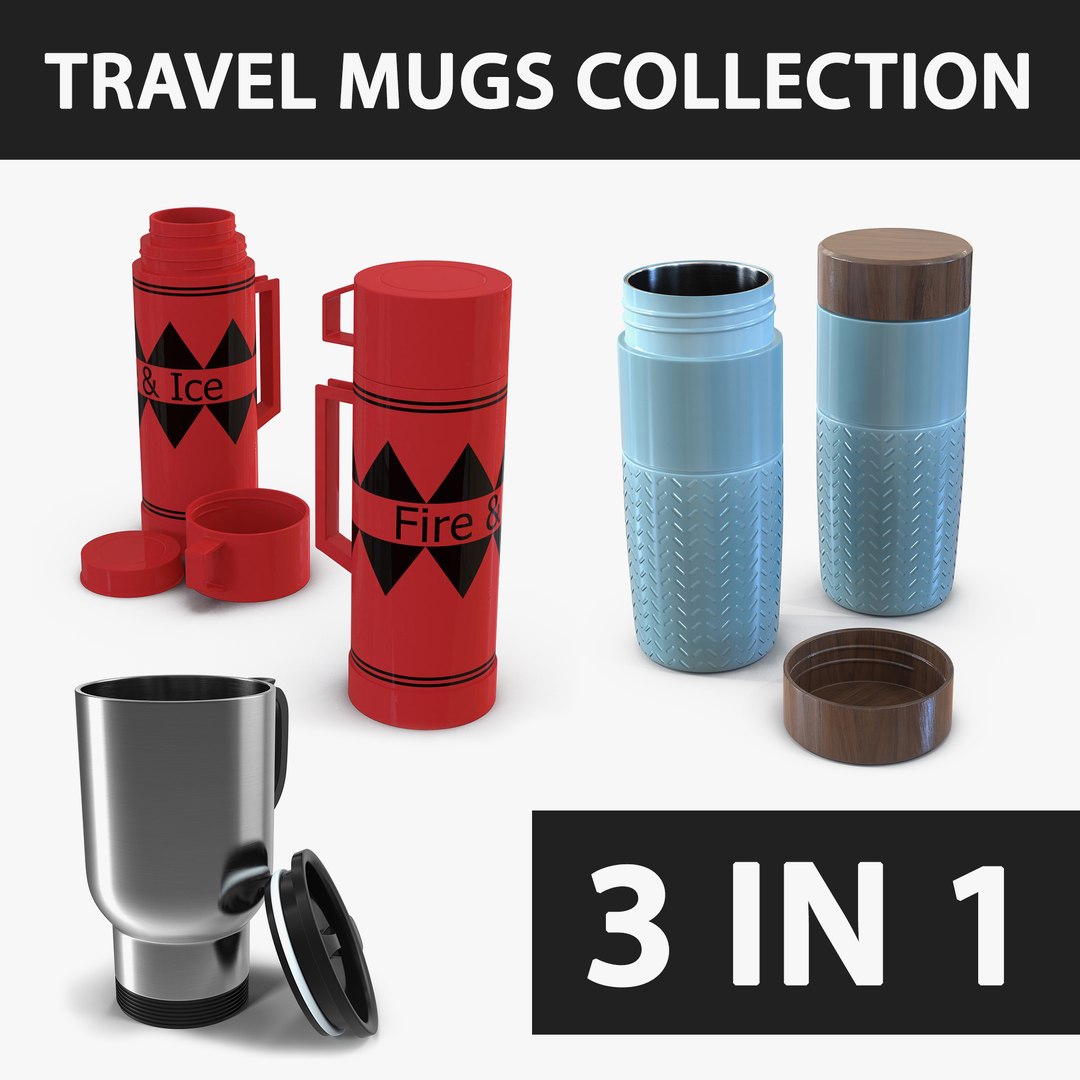 Travel Mugs 3D Models Collection 3D model preview