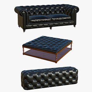 3D Chesterfield Leather Sofa Coffee Table model