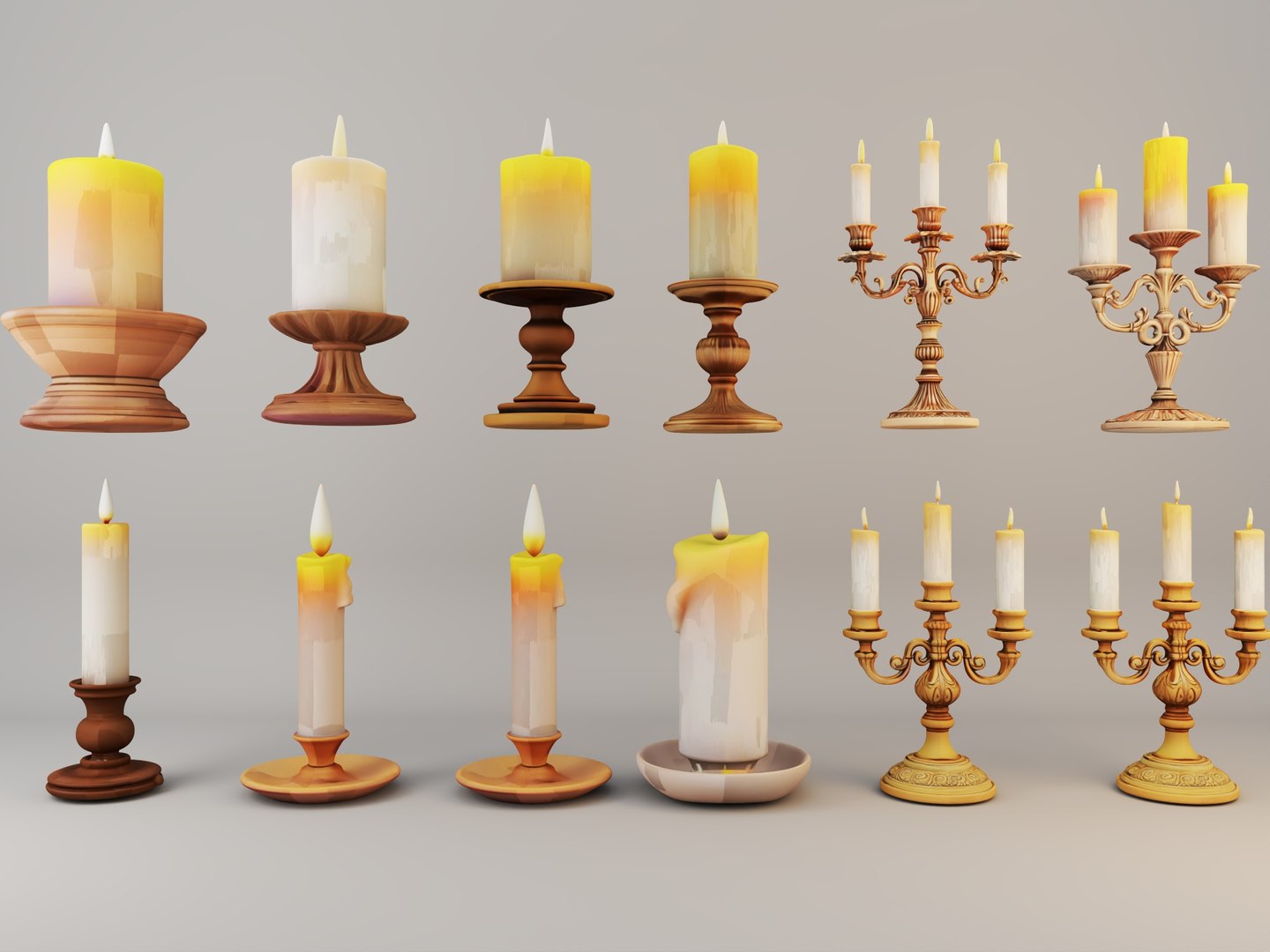 3D Candle And Candlestick Series 3D Model Kit - TurboSquid 2522463