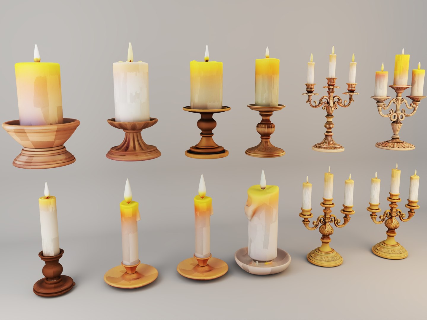 3D Candle And Candlestick Series 3D Model Kit - TurboSquid 2522463