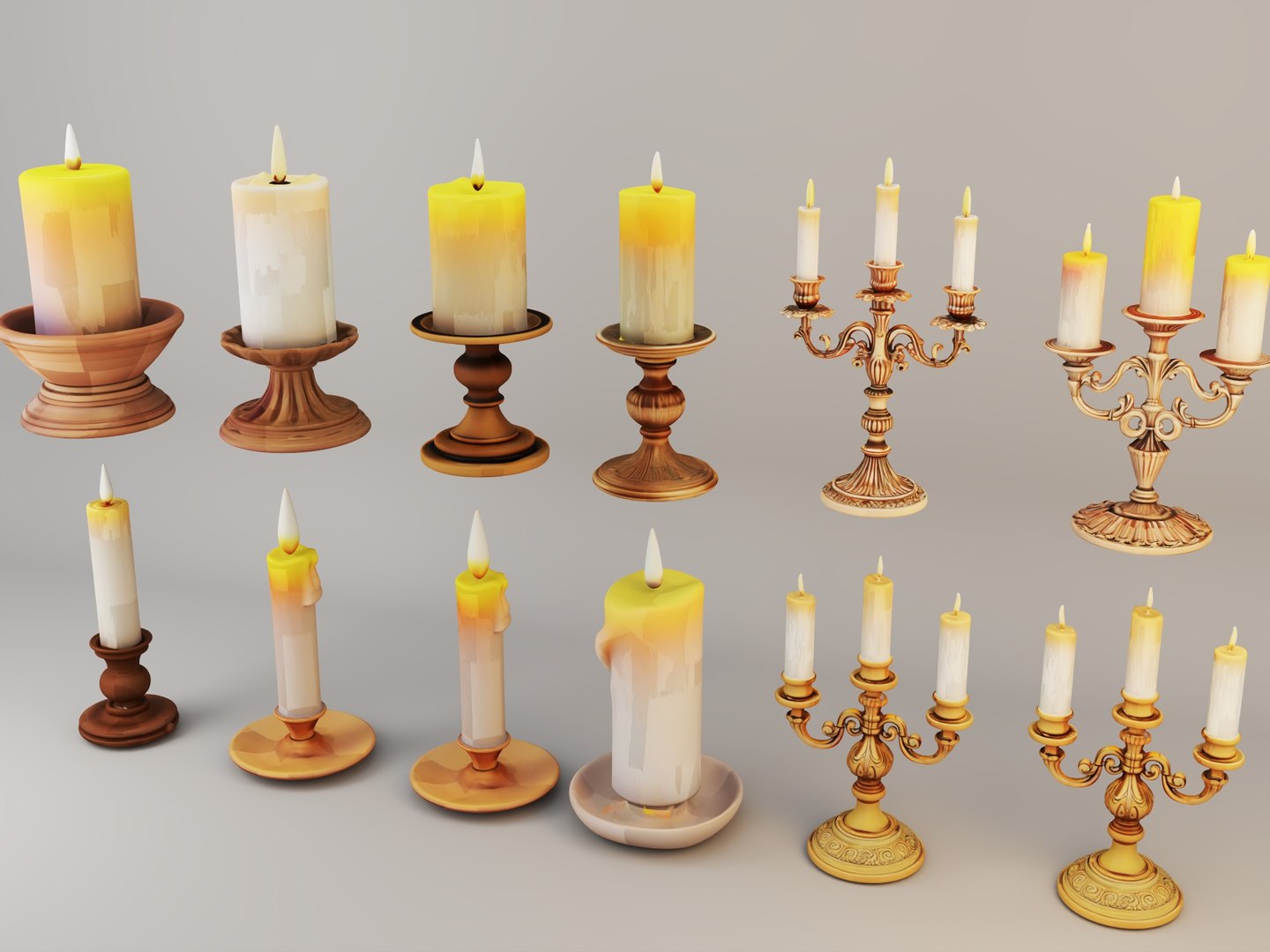 3D Candle And Candlestick Series 3D Model Kit - TurboSquid 2522463