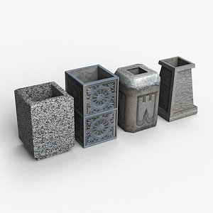 low-poly trash bins 3D