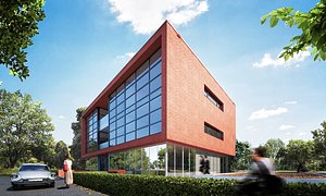 high-detail office brick building 3d 3ds