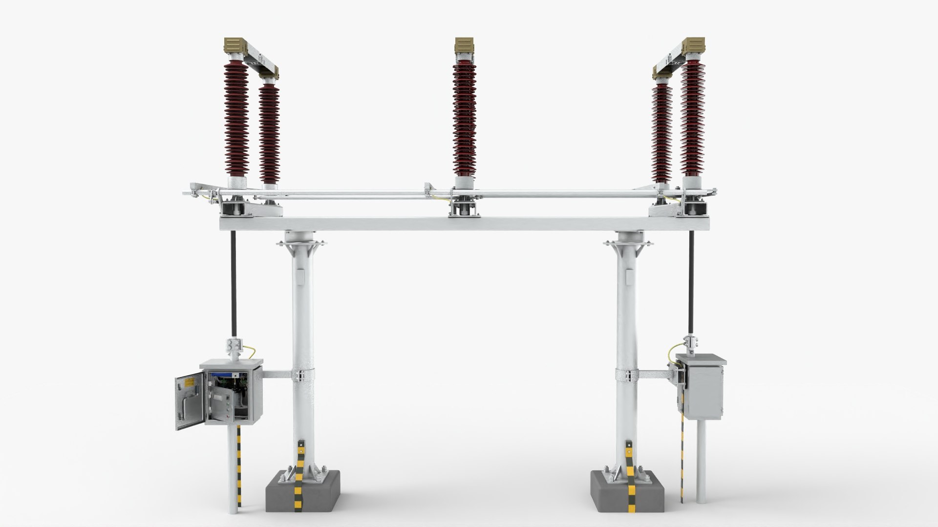3D Substation Double Circuit Isolation Switch Knife Switch Model