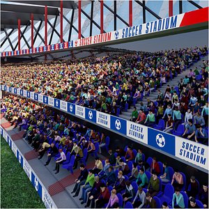 3D stadium audience soccer model