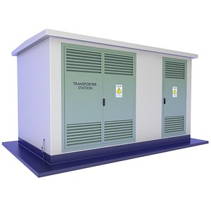 Concrete Transformer Substation Building Electrical Box 12 3D model