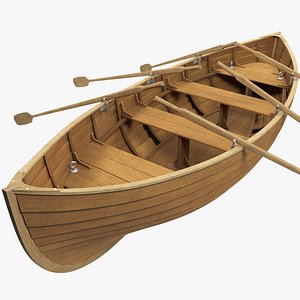 Game Traffic - Small wooden boat 04 3D model