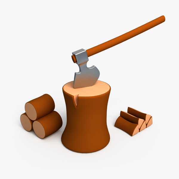 3D cartoon axe log wood - TurboSquid 1392413