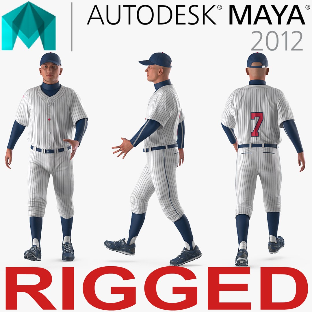 Baseball Player Rigged Generic 5 for Maya 3D model preview