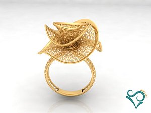 3D gold ring engagement print model