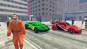 Urban Racing Car Pack with NPC Pedestrians  Stylized City Street Scene with PBR Textures