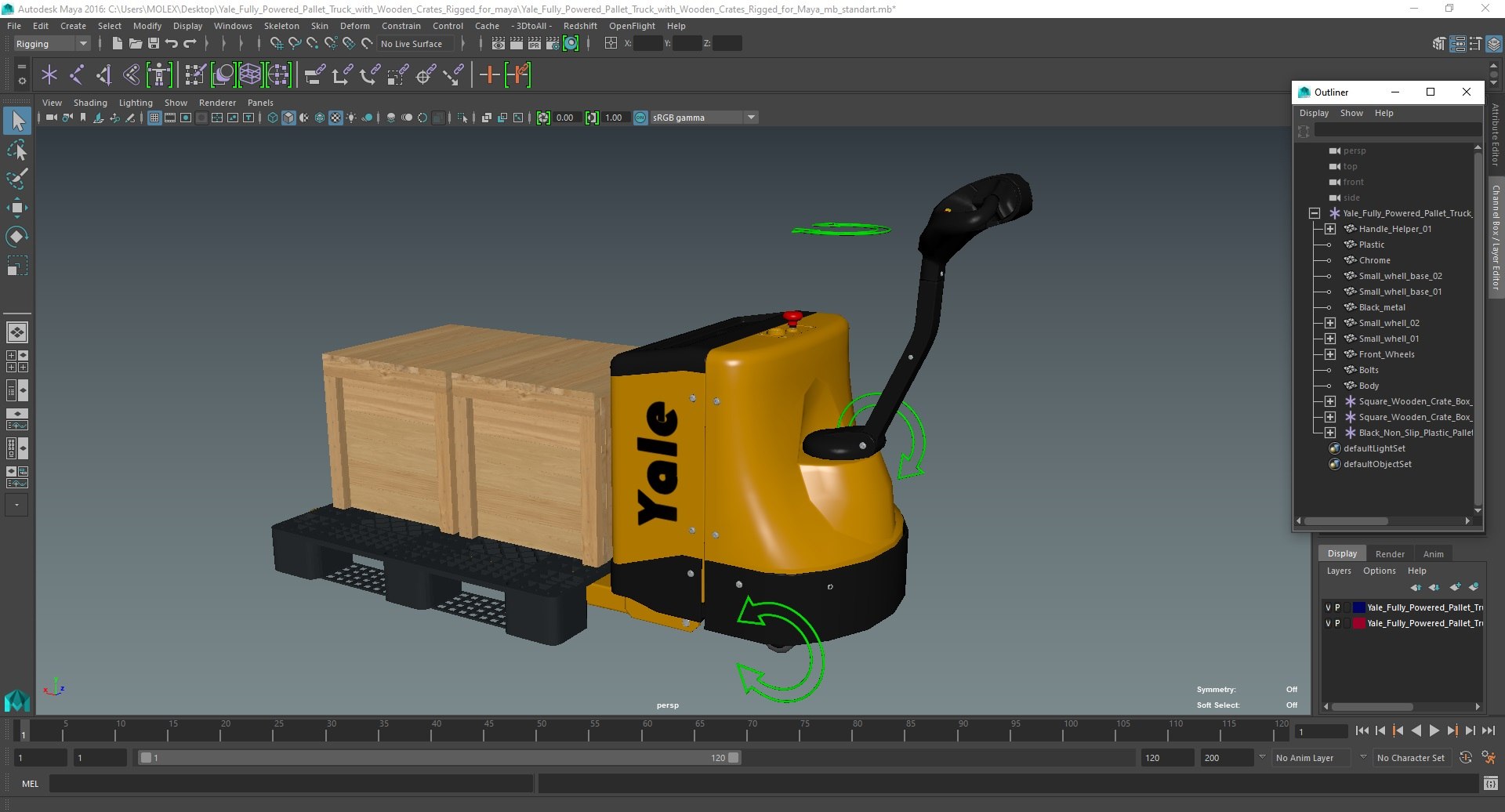 Yale Fully Powered Pallet Truck with Wooden Crates Rigged for Maya model https://p.turbosquid.com/ts-thumb/f6/xsm9uF/lH/yalefullypoweredpallettruckwithwoodencratesriggedformaya3dmodel059/jpg/1699954980/1920x1080/fit_q87/231a56c12d7c55700db10d01313daf0aaa45f856/yalefullypoweredpallettruckwithwoodencratesriggedformaya3dmodel059.jpg