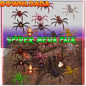 3D SPIDER  PACK RIGGED MODELS FREE ANIMATIONS BONES