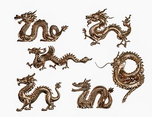 Golden Chinese Dragon 3D model