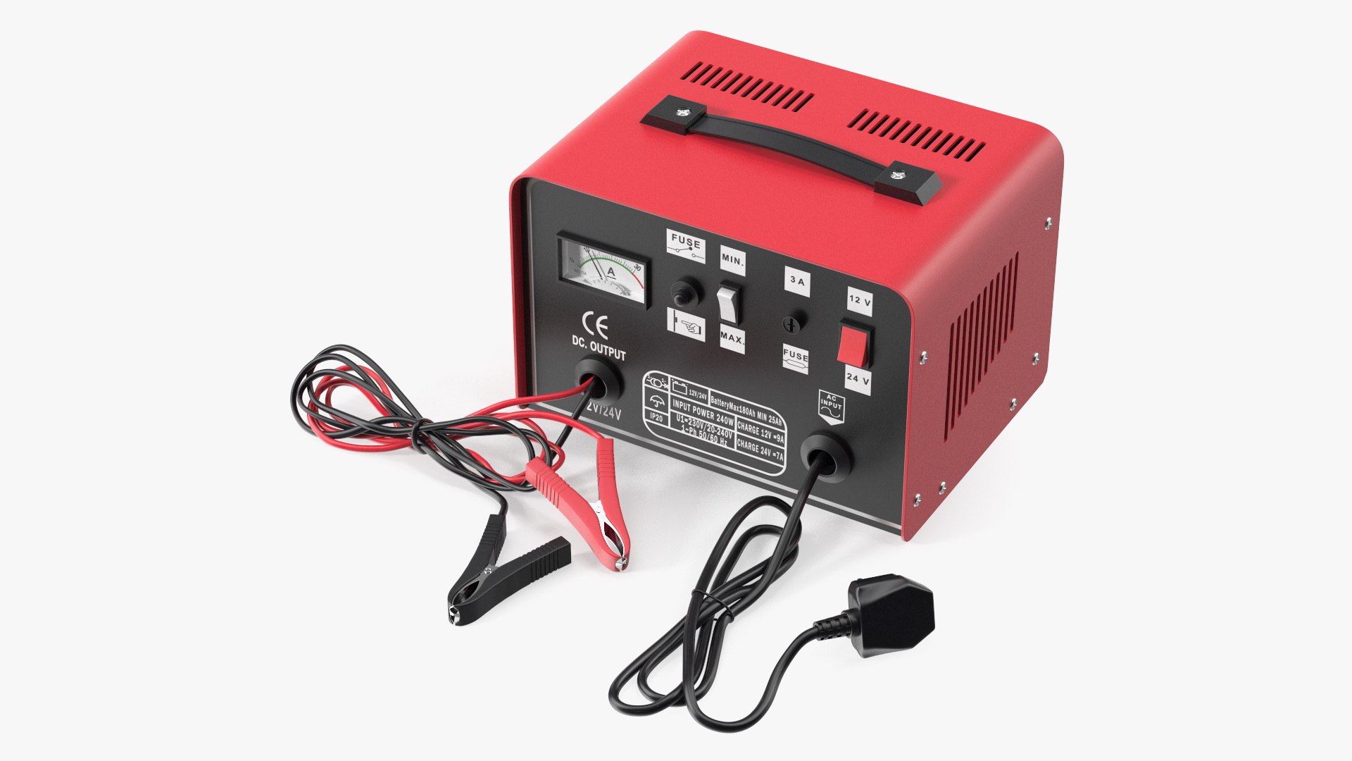 Car Battery Charge Red 3D model preview