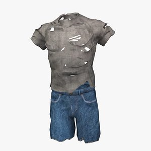 ripped shirt shorts 3d max