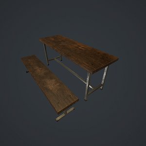 3d bench old pbr model
