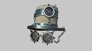 Steampunk Hat 07 Beige Steel - SciFi Character Design 3D