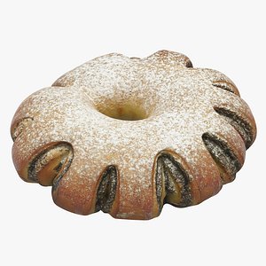 Poppy seed cake 02 with powdered sugar 3D model