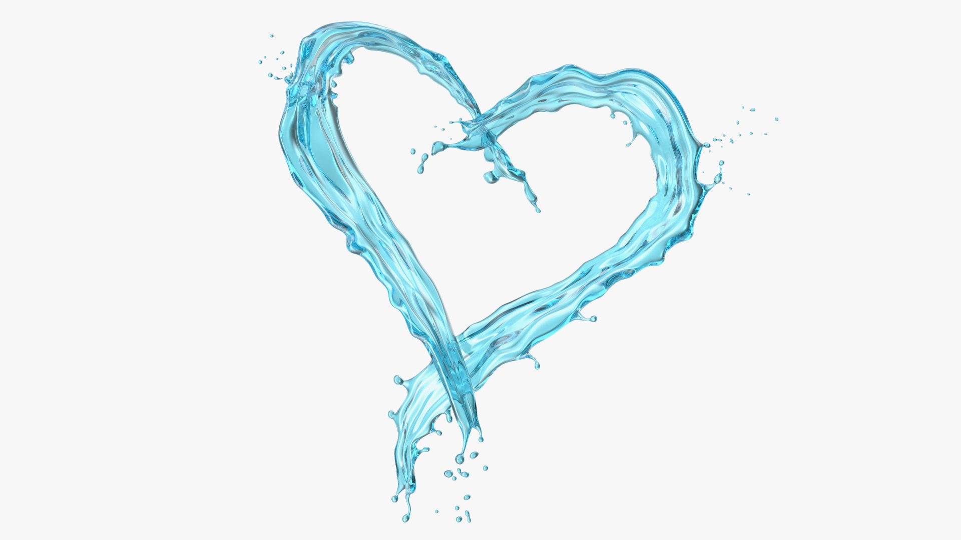 Water Heart Shaped Splash 3D model preview