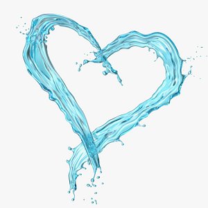 3D Water Heart Shaped Splash