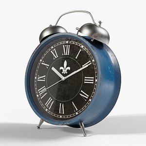 3D Vintage Blue Alarm Clock