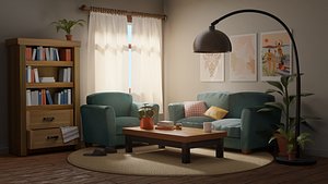 3D Cartoon Living Room model