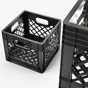 Milk Crate Plastic Black