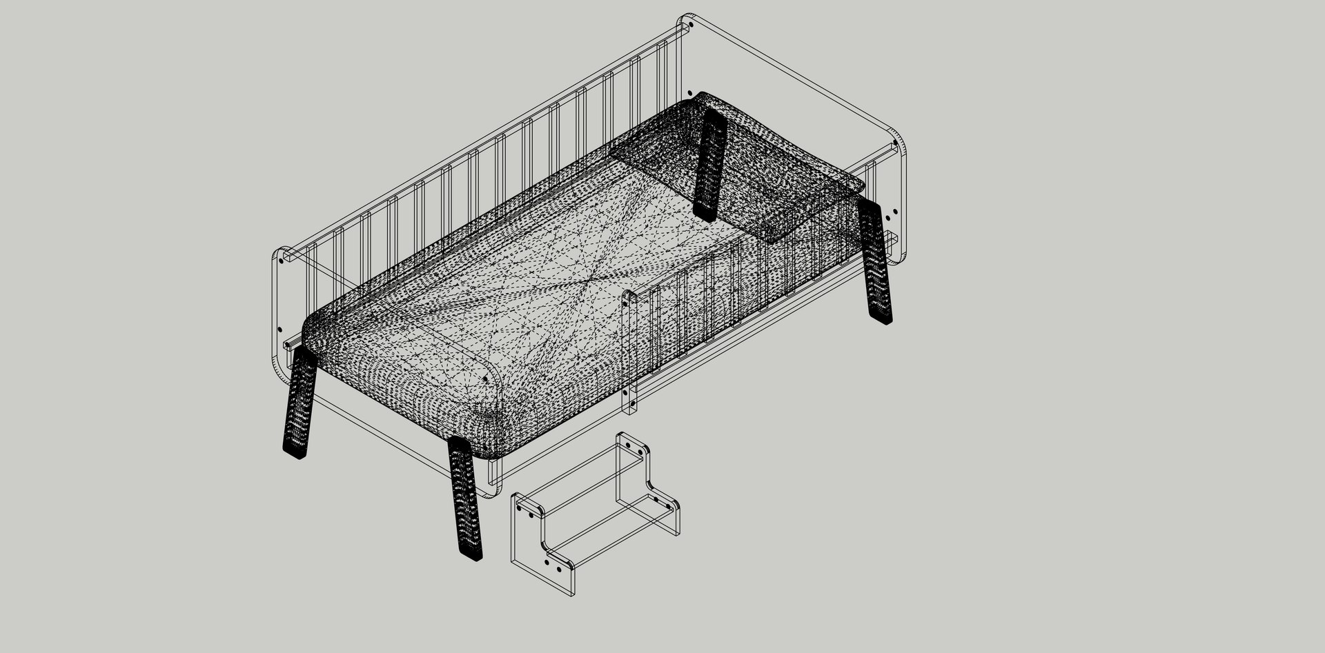 Natty Bedside Bed BOORI 3D Model TurboSquid 2138288