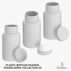 Plastic Bottles Pharma Round 625ml Collection 02 - 3 models model