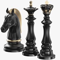 Detailed Three Chess Pieces