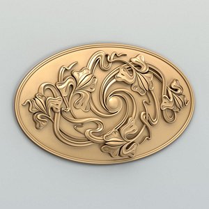 Round rosette 045 Art Nouveau 3D