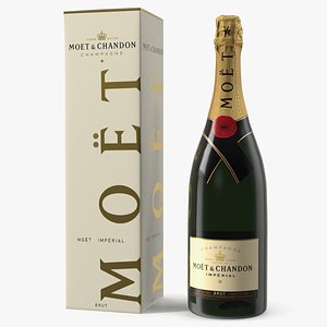 3D model Champagne Moet and Chandon Brut Imperial with Box
