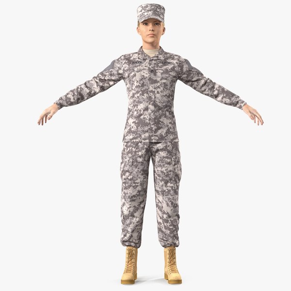 female soldier military acu model