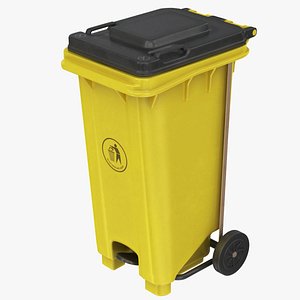 3D Street Plastic Trash Bin 1 Yellow Black model