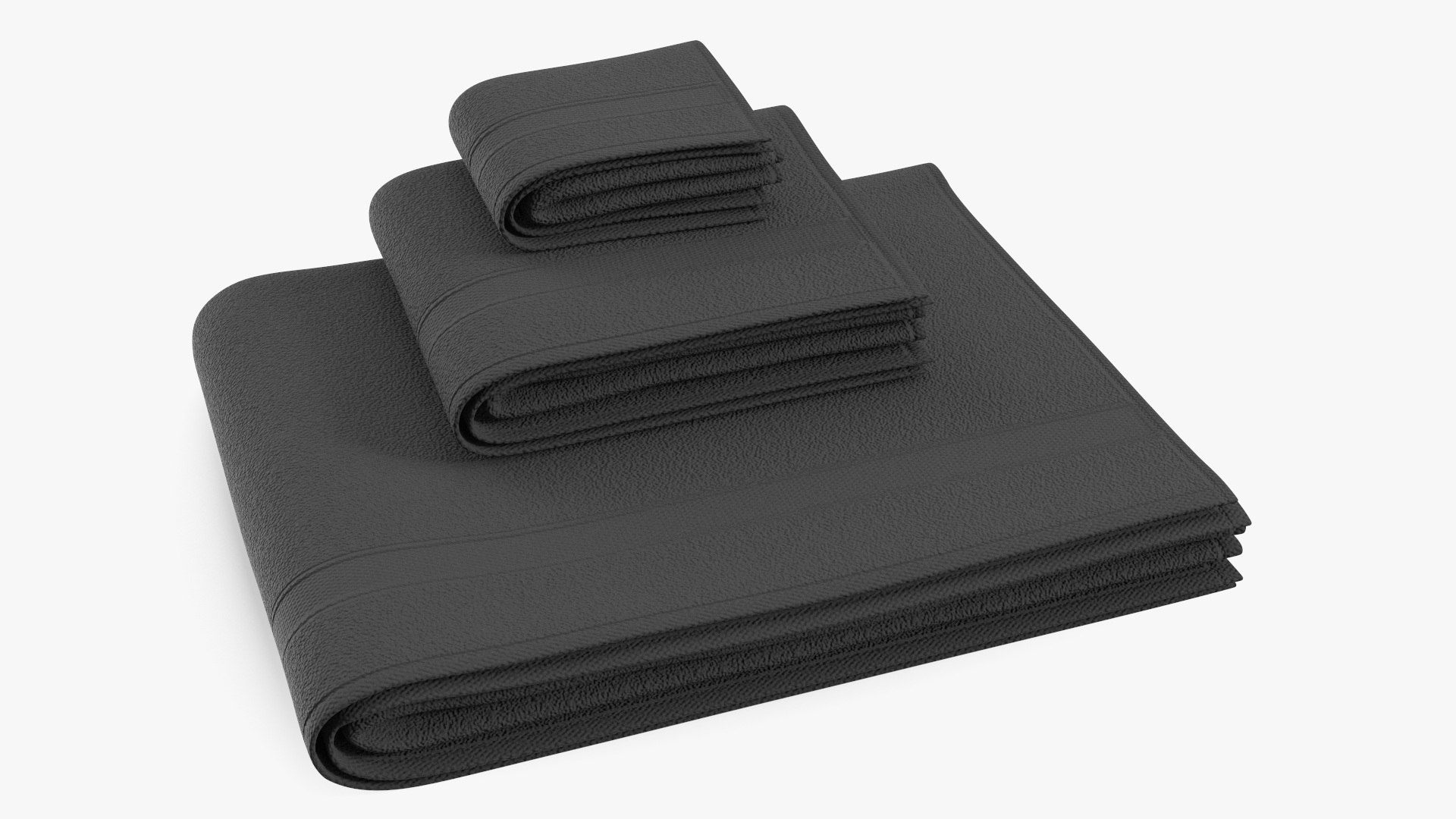 Compact Folded Bathroom Towels Black 3D model preview