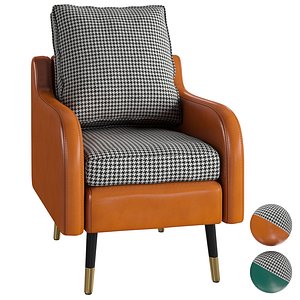 3D model Homary-Leather Upholstered Accent Chair Cushion Backrest Modern Accent Chair