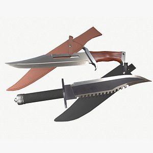 Rambo Bowie Knife Collection - PBR Low-poly Model Low-poly 3D model