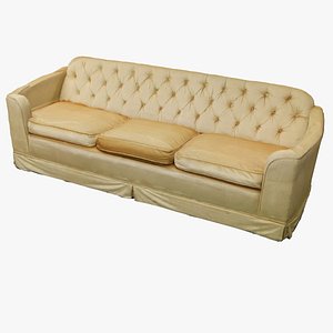 3D old vintage couch yellow model