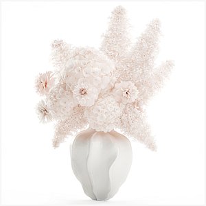 Beautiful Small Bouquet White Flowers Hydrangea vase decor 3D model