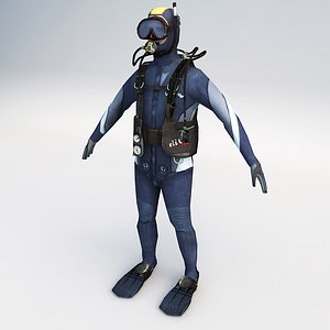 character scuba diver 01 3d model