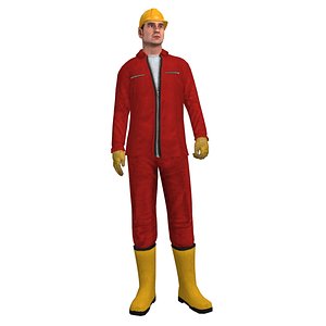 rigged worker man 3d model