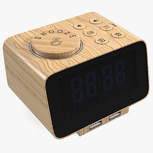 Digital Alarm Clock Wooden with LED Display Off