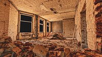 Room under renovation with brick rubble