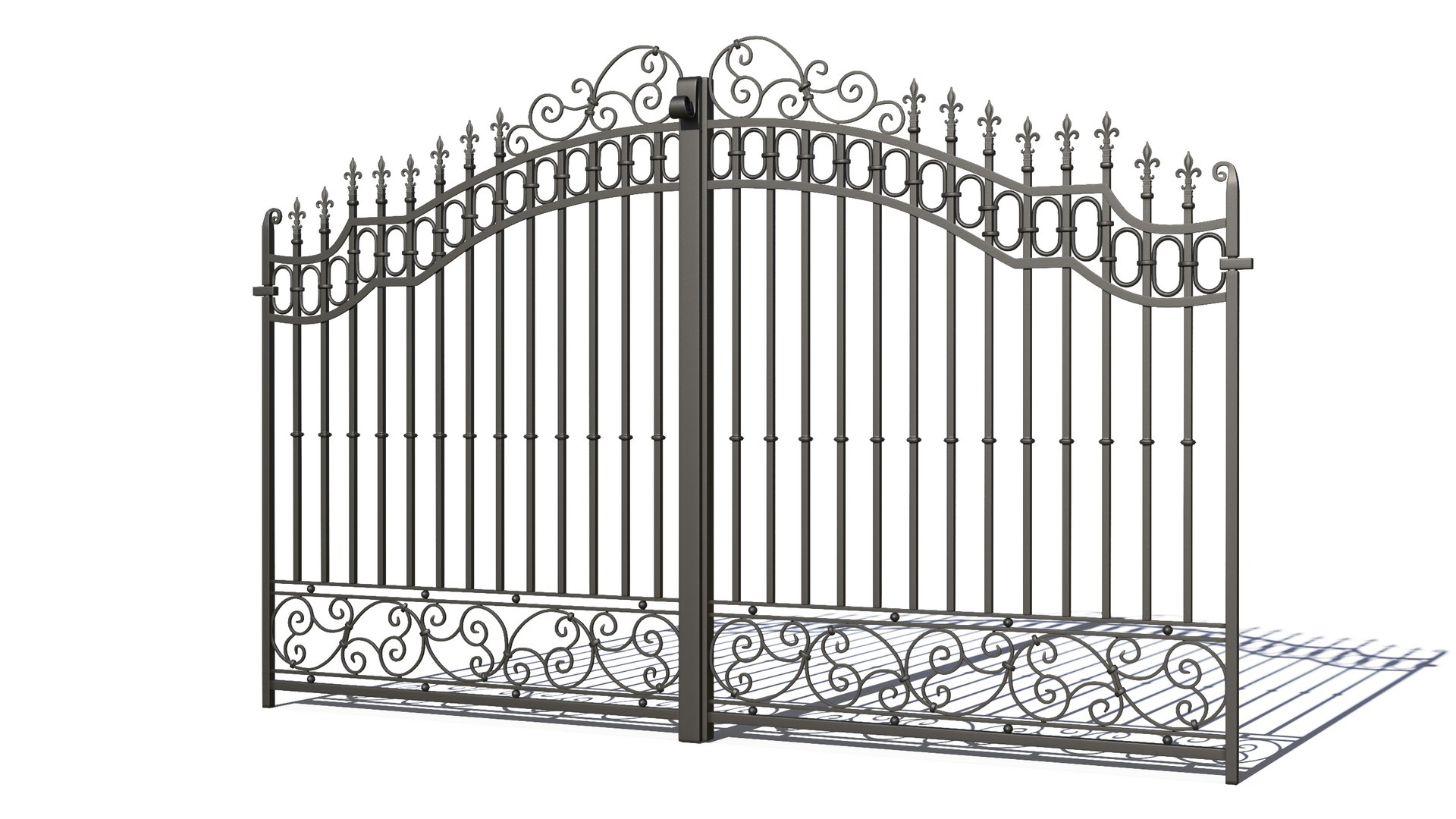 Ornate Wrought Iron Gate 3D model preview